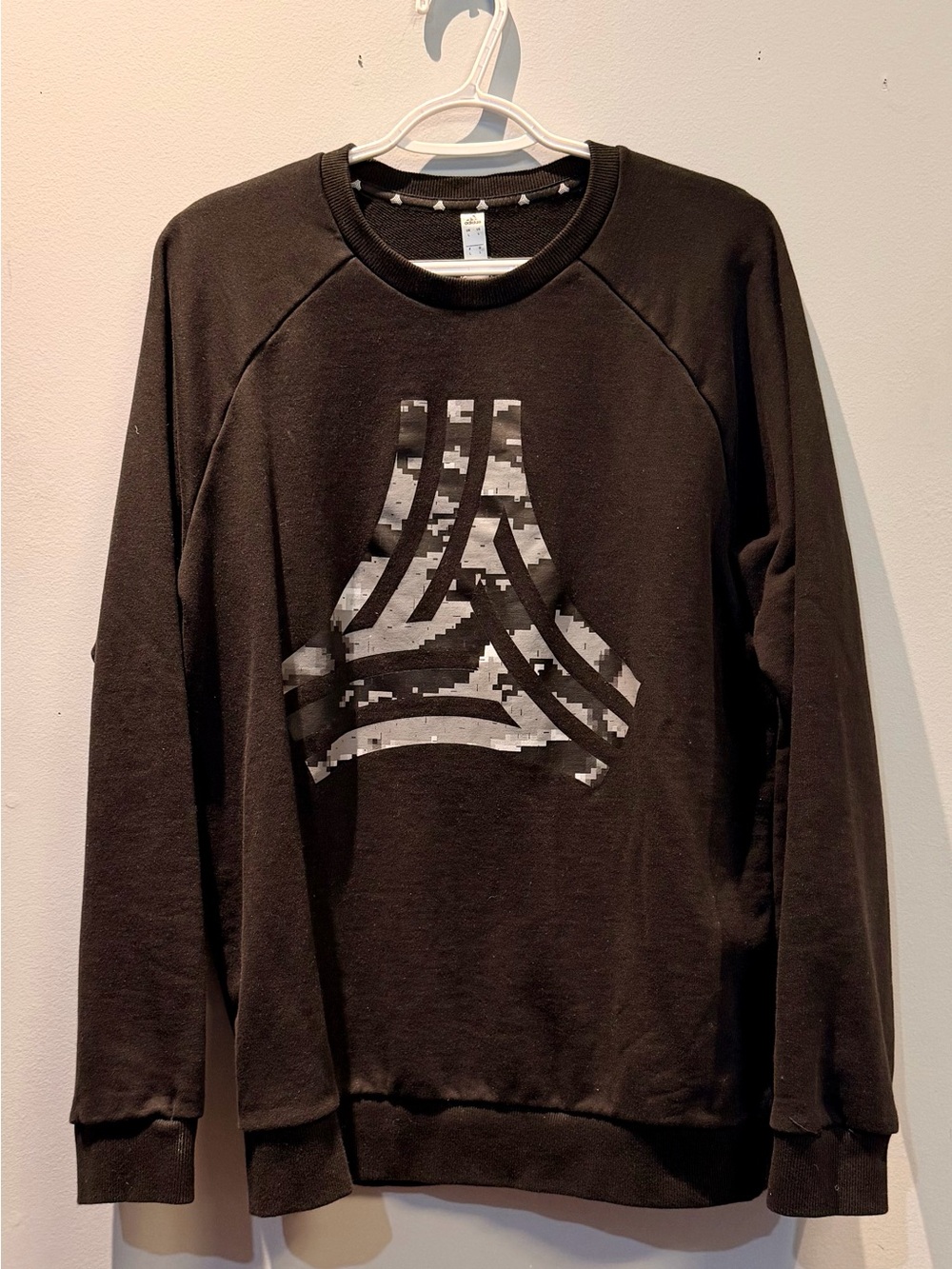 adidas Black Crewneck Sweatshirt with Gray Camouflage Logo